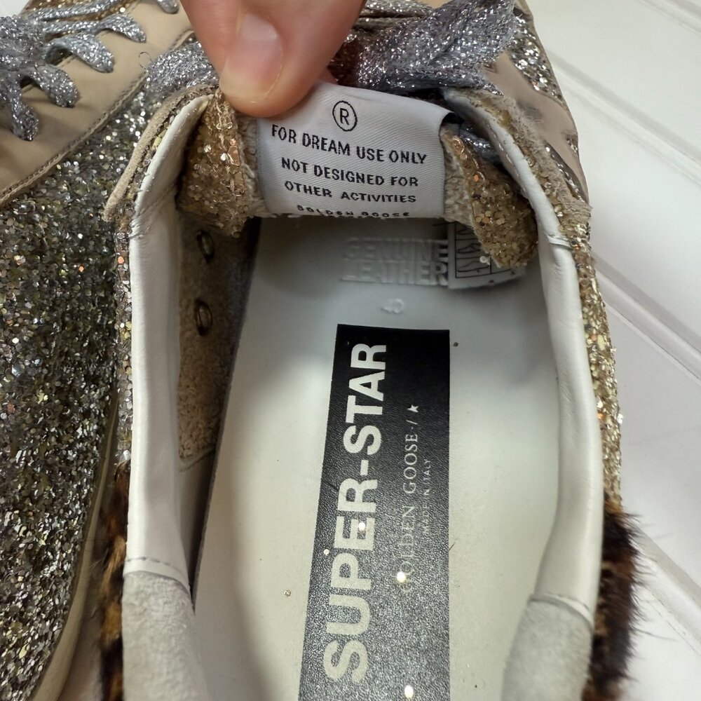 Golden Goose Superstar Glitter Animal Leopard Print Sneakers  Size: 10 / 40 - Picture 8 of 13